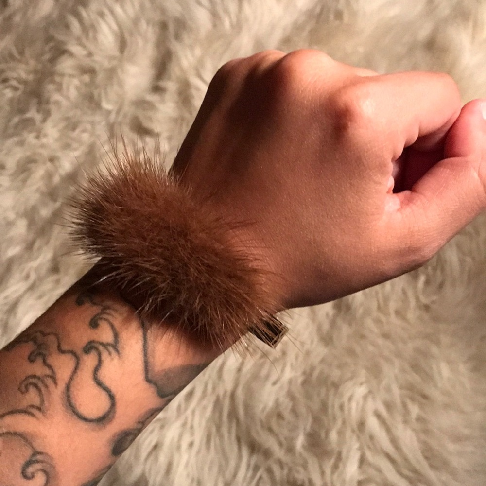 Real fur cuff bracelet
